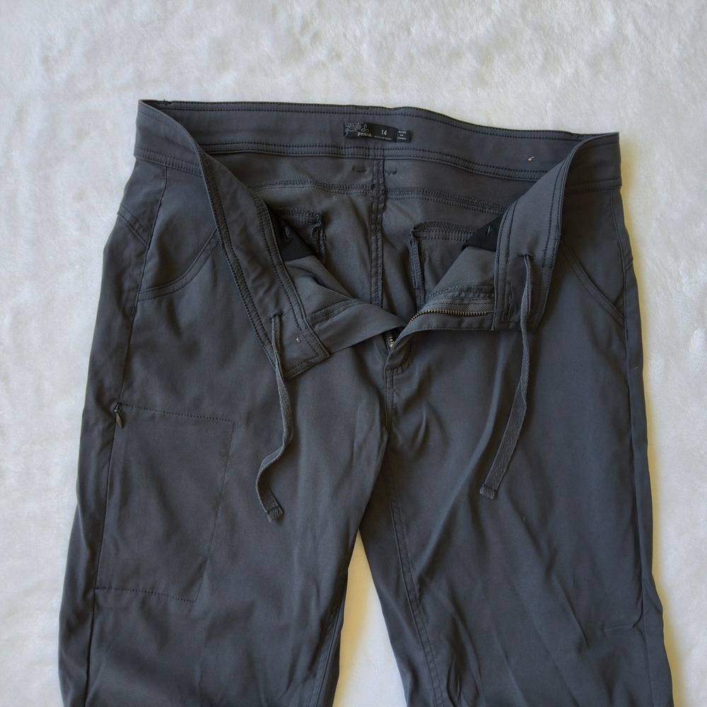 Prana Halle Pants Women 14 Gray Roll Up Straight Leg Hiking Outdoor Stretch Zion - Picture 3 of 11